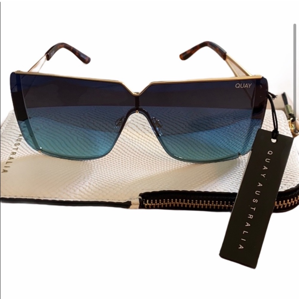 Brand New Authentic Quay Australia Bankroll GLD/TEAL Sunglasses